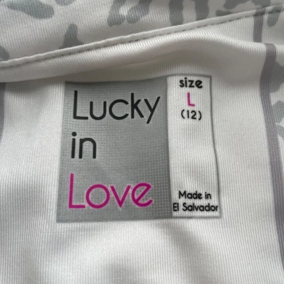 Lucky in Love Sleeveless Tab Collar V-neck Golf Tennis Pickleball Top Size Lrg - Picture 3 of 5